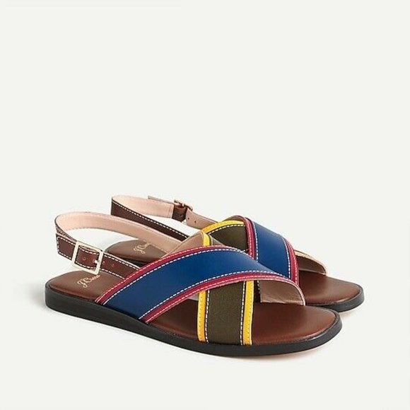 J. Crew Shoes - J Crew Colorblock Gretchen Cross leather Sandals Size 7.5  AW041 SP21